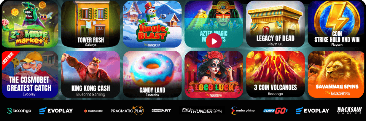 Jeux de Cosmobot Casino en ligne en France avec machines à sous, jeux de table et jeux en direct